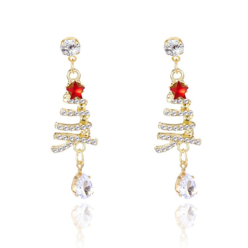 Christmas Atmosphere Star And Tree Drop Dangle Earrings With Electroplated Zinc Alloy For Women