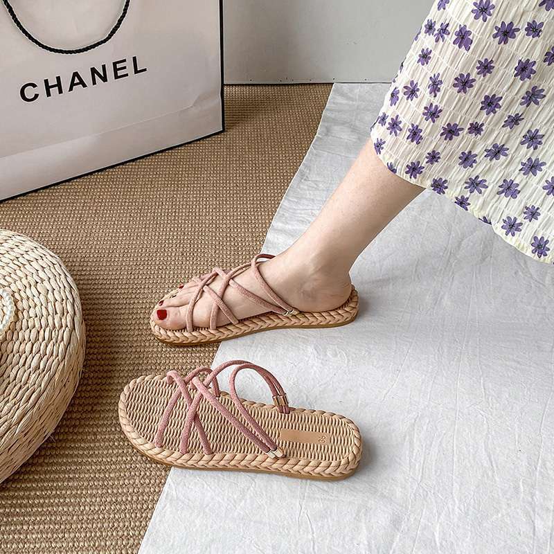 Roman Sandals Fairy Wind Flat Bottom Wear Beach Shoes Seaside 2025 Summer Spring New Versatile Slippers