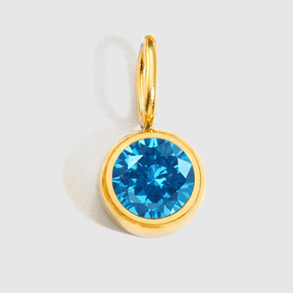 St-Delan Stainless Steel Round Bezel CZ Birthstone Charms Multicolor Crystal Pendant for DIY Zircon Making Copper