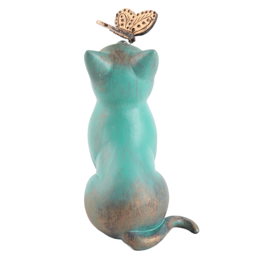 Sitting Cat Statue Resin Retro Style Cat Figurine Ornament Decoration for Home Bookshelf TV Stand Outdoor Garden Backyard