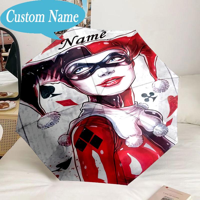 Custom Name Umbrella Harley Card Umbrella 8-Frame for Travel, Camping, Casual Lightweight Portable, Essential for Family Gifts