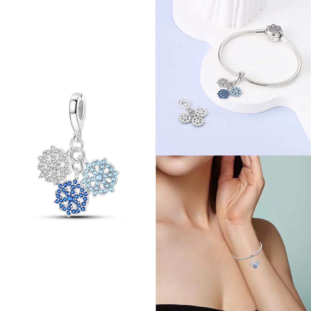 Original Snowman Blue Snowflake Red Gift Christmas Tree Roller Skates Charms Beads Fit Braceletcopper Women Diy Accessory