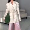 2025 Autumn/Winter European & American Fashion Women's Waist-Cinching V-neck Lace-Up Versatile Jacket