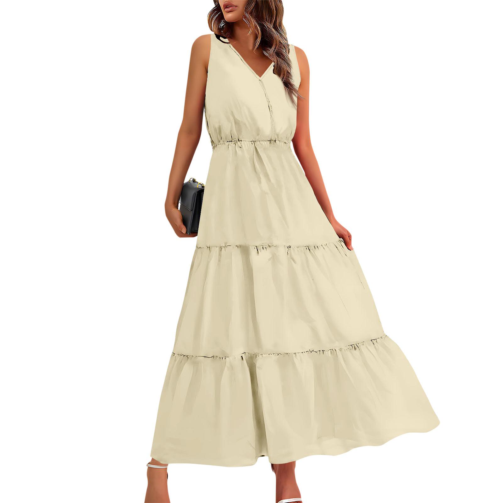 Женские струящиеся платья Женские летние платья Повседневные длинные платья без рукавов — фото 3