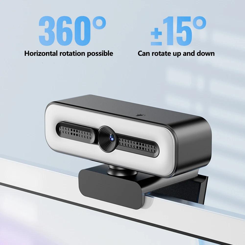 4K Webcam with Light for PC/Laptop 1080P 2K HD Streaming Camera Desktop Video Conferencing Webcam for Online Classes