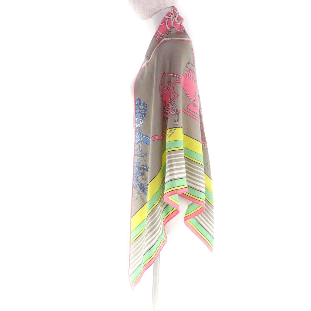 Pristine HERMES Shawl Triangle Exlibris Cashmere Women Used