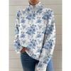 Womens Christmas Print High Neck Sweater Loose Fit Casual Long Sleeve Top