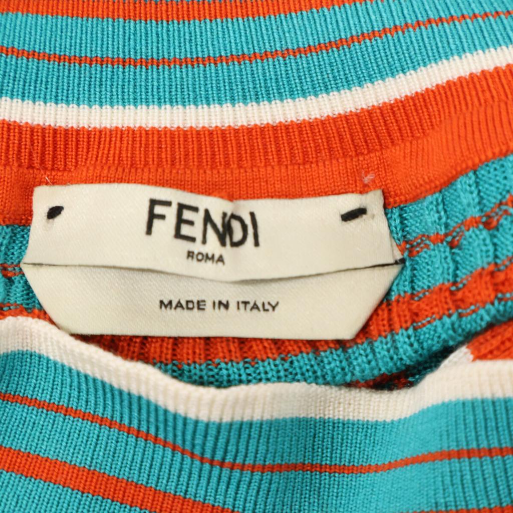 FENDI Border Pattern FZY754 A60P 2018 Made Bottleneck Knit tops 38 Blue/OrangeUsed