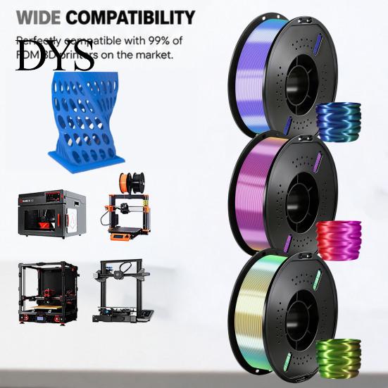 Object Printing Material Three-Color Gradient Silk PLA Filament, 1.75mm 1Kg Spool, Shiny Multicolor 3D Printer Filament for DIY Figurines Models