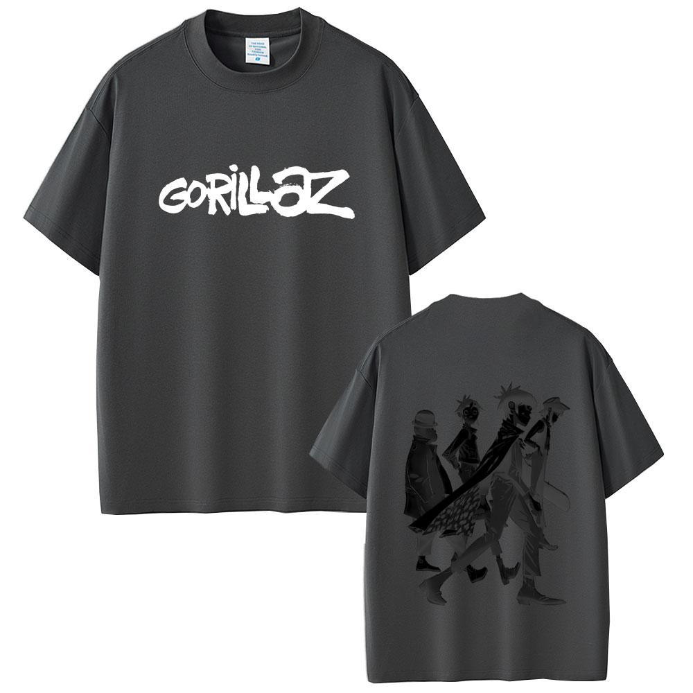 Limited Rock Band Gorillaz Print Tshirt Men Women Casual Oversized Crewneck T Shirts Male Fashion High Quality Cotton Tshirt