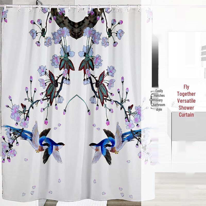

Anxia Lovebirds Design Polyester Shower Curtain Set