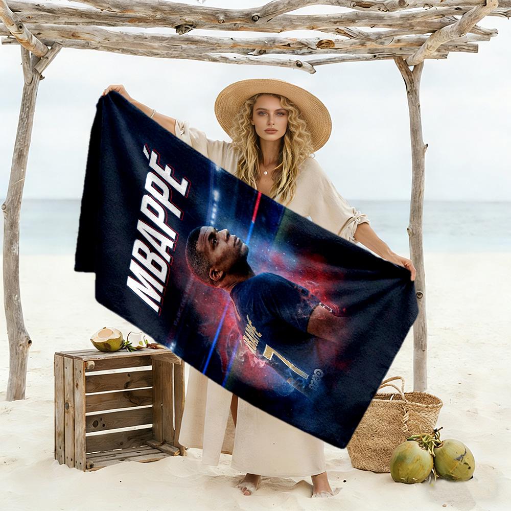 Star Player Kylian Mbappé Beach Towel Super Soft Absorbent Comfortable Lightweight Suitable for Swimming Gym Camping Yoga Vacation