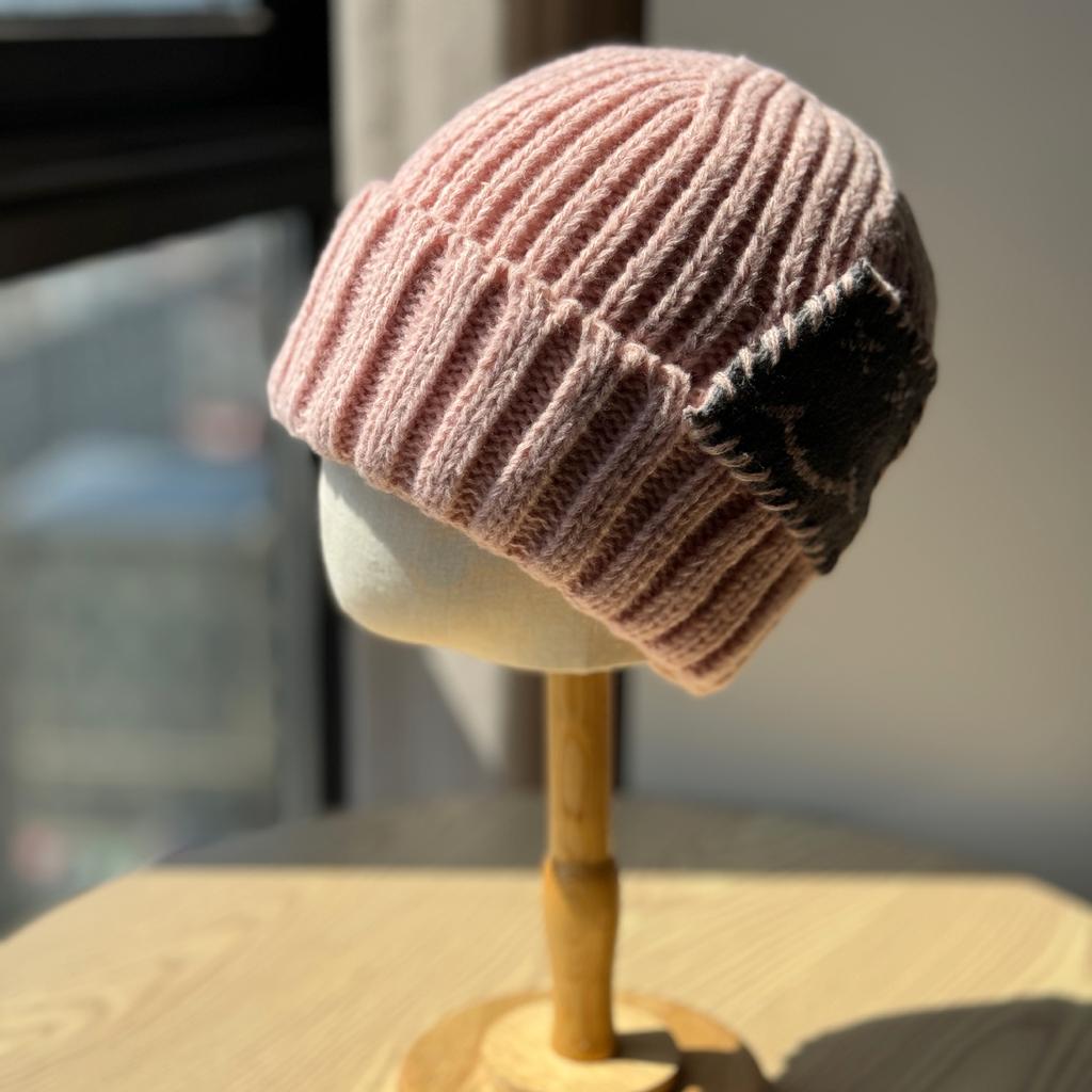 Smiley Face Patch Woolen Hat for Men and Women In Autumn and Winter Warm and Versatile   Small Knitted Hat with Face Ear Protection Cold Hat