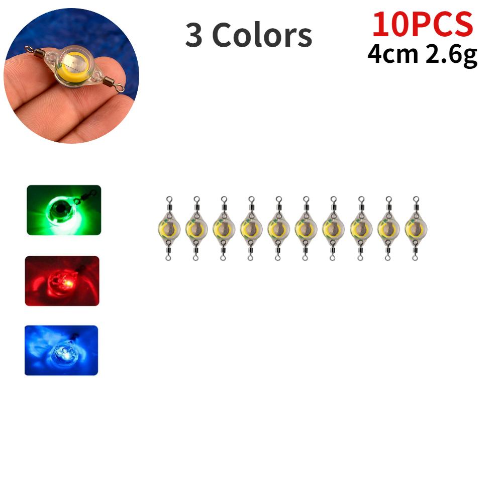 10-200pcs Mini Fishing Lure Light LED Deep Drop Underwater Eye Shape Squid Fish Bait Luminous Lure for Attracting Fish