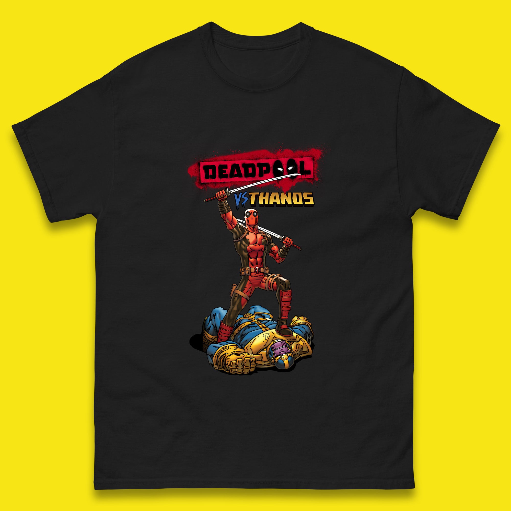 Marvel Comics Deadpool VS Thanos The Ultimate Face Off Comic Book Fictional Characters Mens Tee Top 4XL