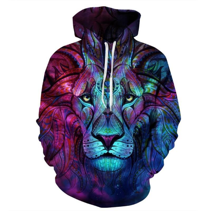 Vibrant Skull Print Digital Pullover Hoodie For Men Comfortable Loose Fit