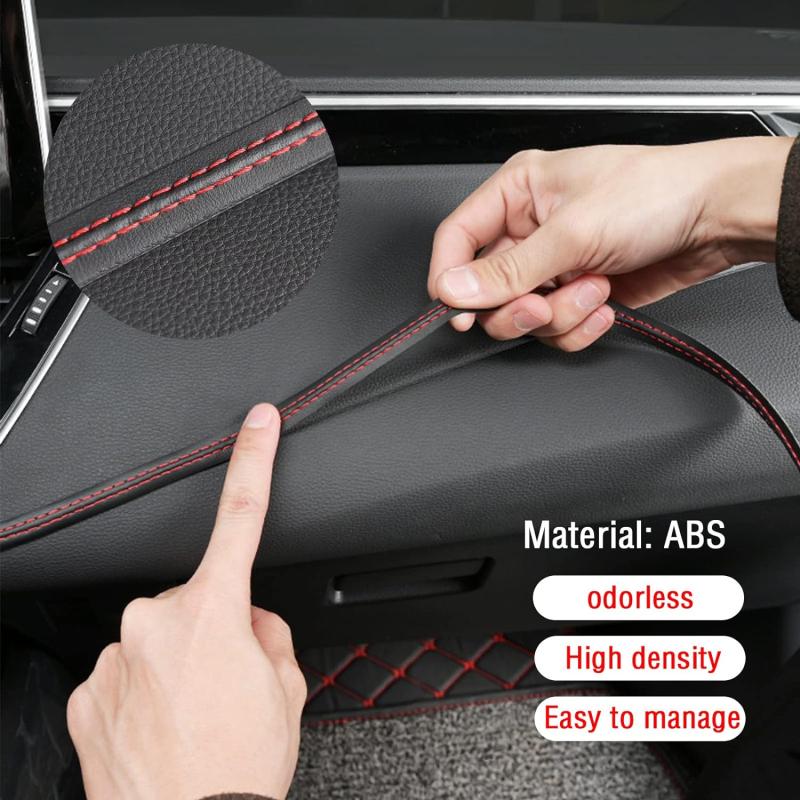 Car Interior DIY Strips PU Leather Woven Trim Strips Car Protection Stickers for Door Dashboard Stickers Car Decoration