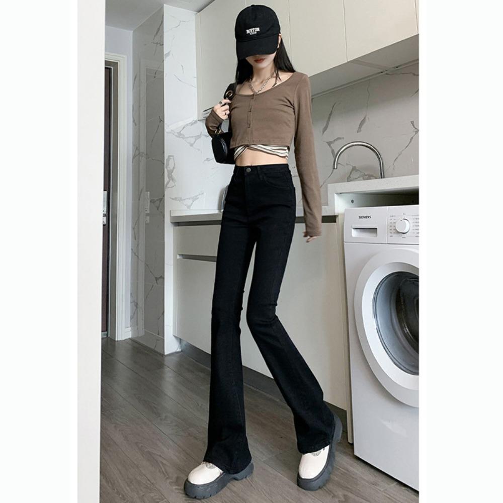 Versatile American Micro-flared Jeans 2025 Autumn and Winter New High-waisted Ins Thin and High Jeans Tide