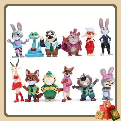 Neues 12-teiliges Set Zootopia Cartoon Anime Figur Zootropolis Utopia Actionfigur Spielzeug Kinderzimmer Dekorationen Kuchenaufsatz