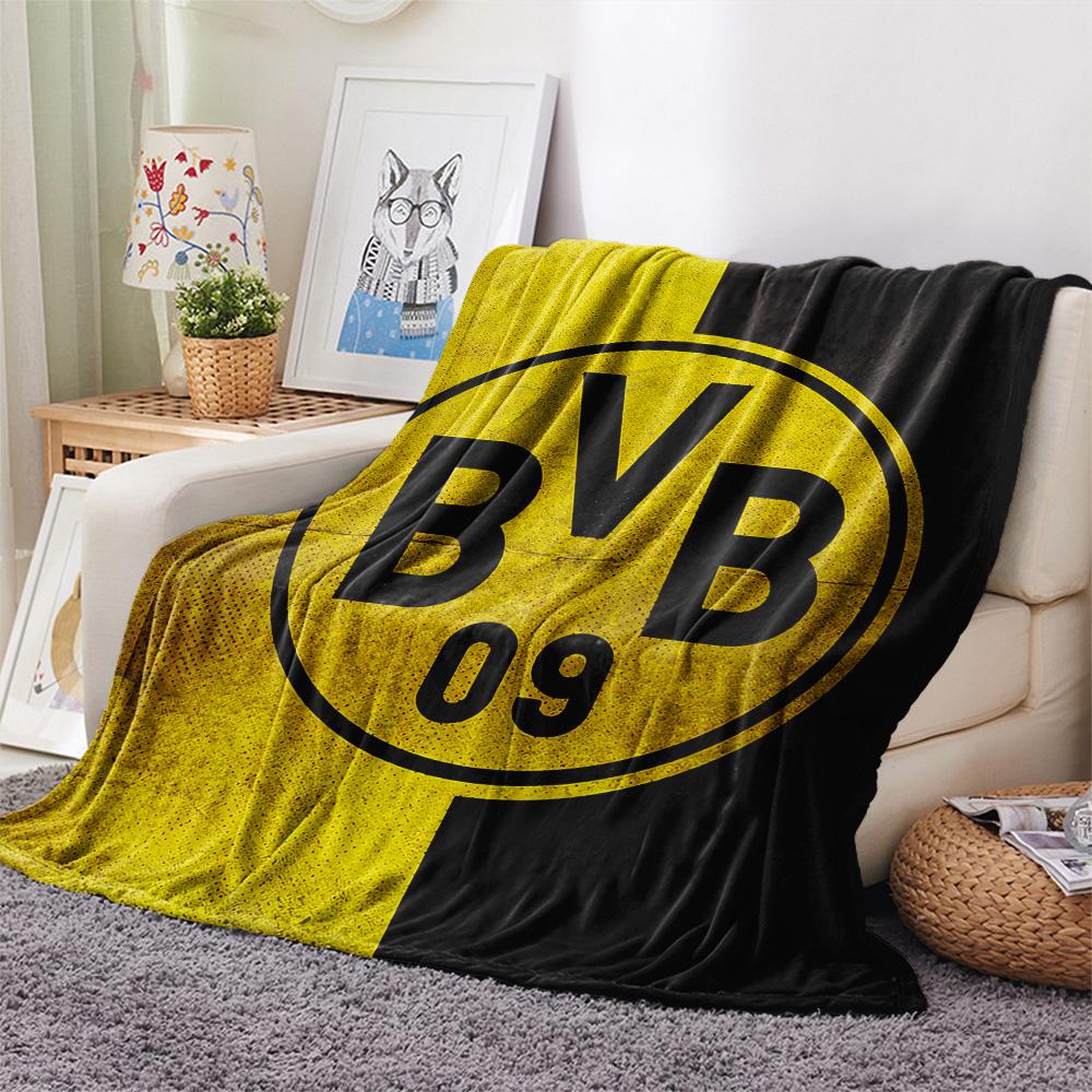 Borussia Dortmund Logo Print Flannel Blanket, High Quality Comfortable for All Seasons, Home Decor, Warmth and Comfort, Perfect for Christmas Gifts