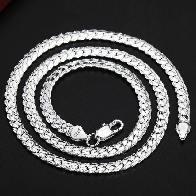 

S925 серебро золото/твердое серебро 8/16/18/20/22/24 дюймов ожерелье с боковой цепочкой для женщин и мужчин модные ювелирные изделия подарки 60cm