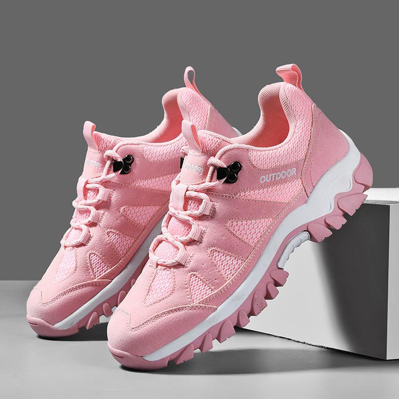 Mesh breathable outdoor mountaineering sneakers large size cowhide velvet mesh shoes men's and women's wear-resistant fashion running shoes