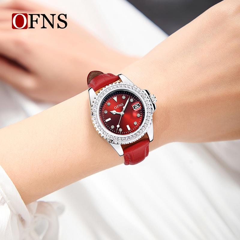 Women's Quartz Watch Simple Diamond Inlaid Waterproof Luminous Calendar Three Needle Business Fashion Women's Watch