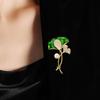 Bo Xin Yun Elegant Zircon Ginkgo Leaf Brooch with Freshwater Pearls and White Jade
