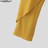 INCERUN Men High Elastic Waist Irregular Layers Casual Long Pants Trousers