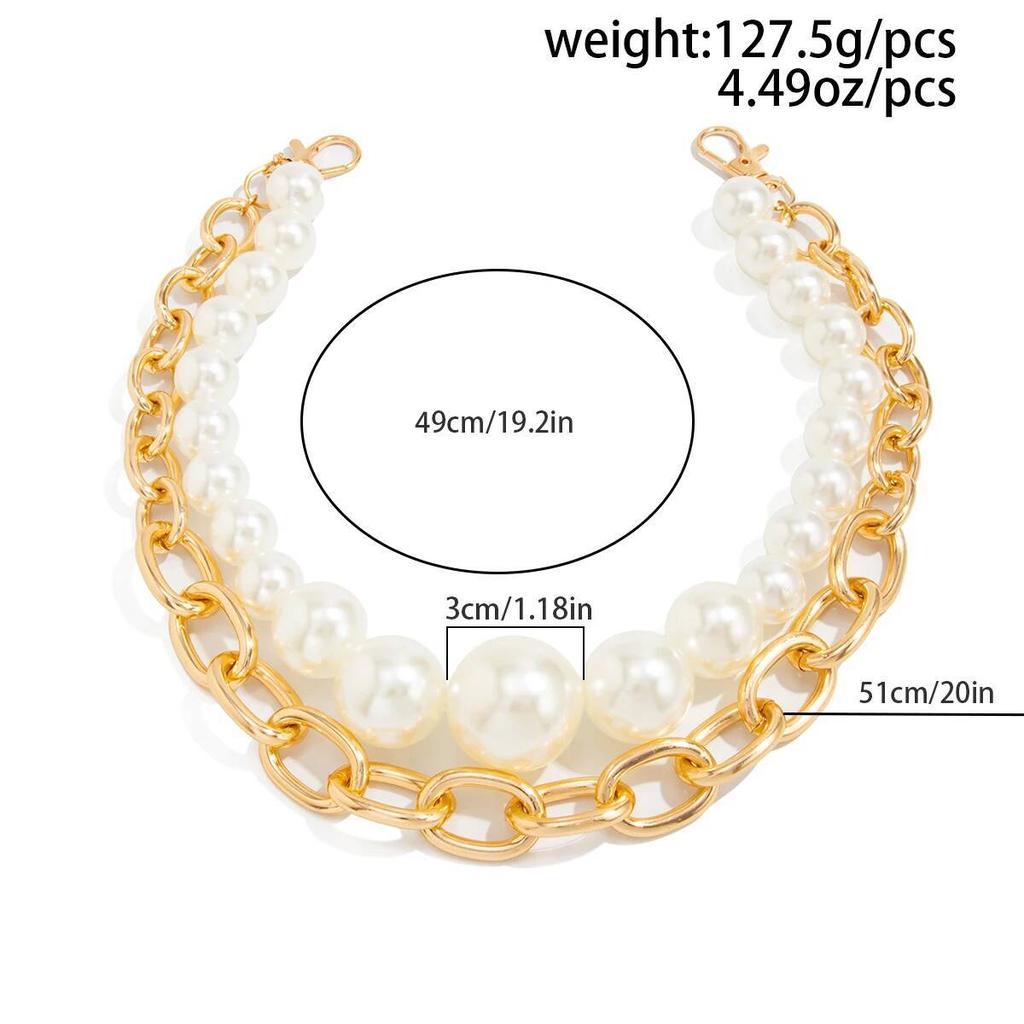 Salircon Hip Hop Multilayer Exaggerated Imitation Pearl Jeans Pants Keychain Men Punk Trousers Hipster Pant Chain Party Jewelry