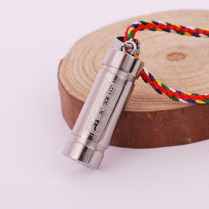 

Knot Surangama Mantra Pendant Pendant Titanium Steel Necklace Charm Female Male Ethnic Style Scriptures Safe Couple Ornament Titanium Steel + colorful rope