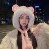 Cute Bear Ears Hairy Hat Women's Winter Versatile Ear Protection Bag Head Hat Thickened Warm Bag Head