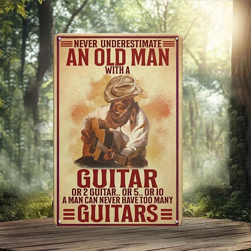 Decorate Your Bedroom with a Musical Flair: Vintage - Inspired Guitarist Metal Sign