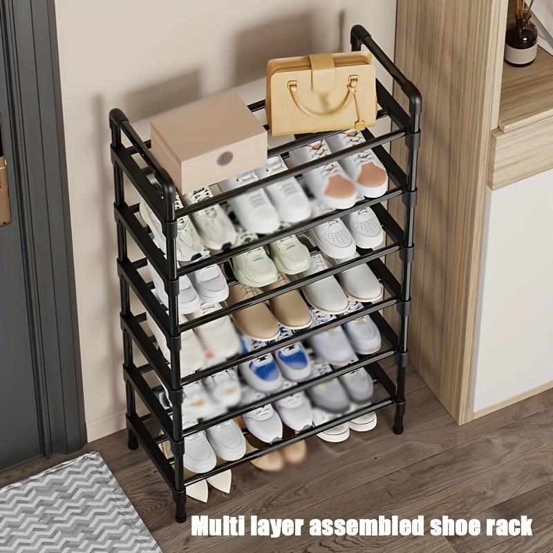 Multi-Tier Metal Shoe Rack Stackable Organizer Freestanding Black Space Saving Storage for Closet Bedroom Indoor Outdoor Use