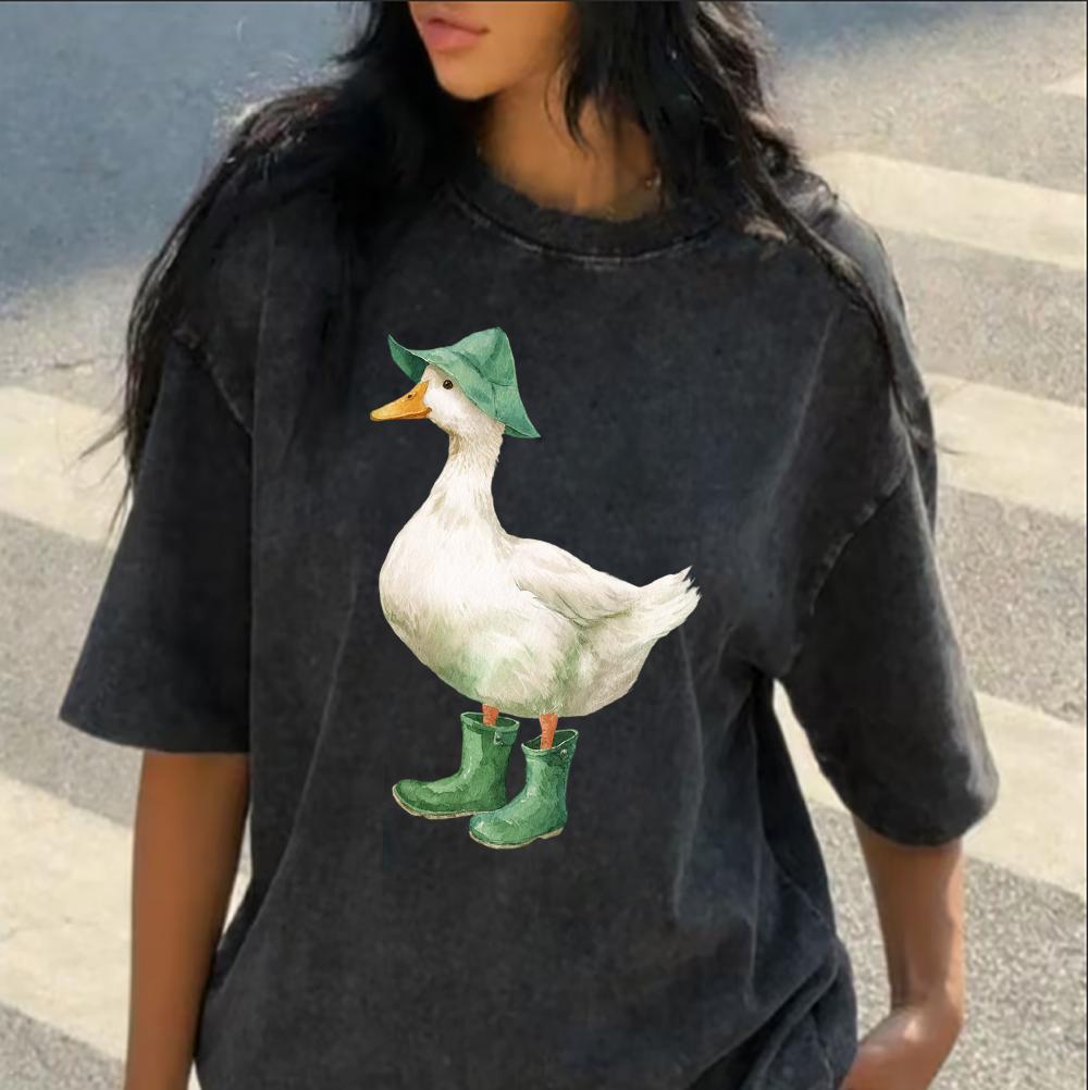 Humor Duck Meme Shirt  Duck Reading Newspaper Graphic Tee Streetwear Tops T Shirt Women Clothes T Shirt Women  Y2k Top