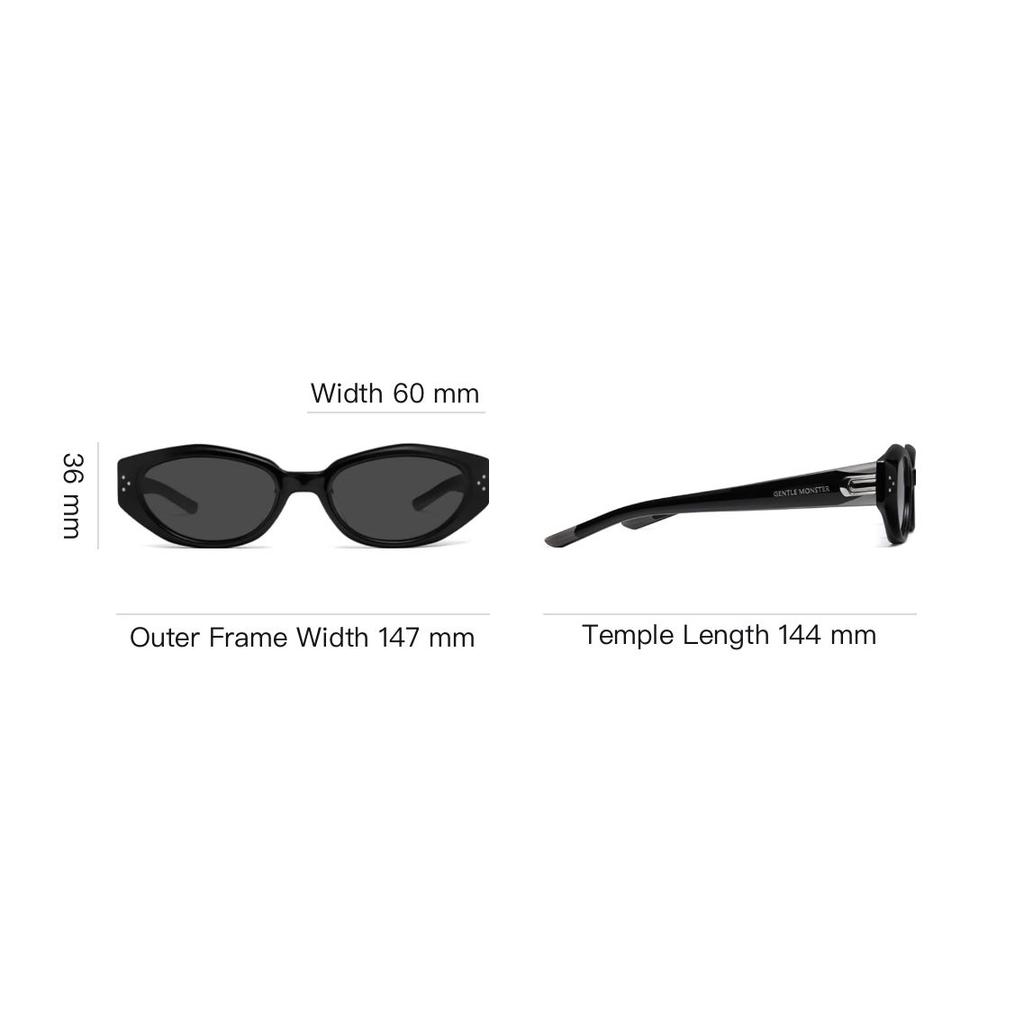 Gentle Monster Occhiali da sole Cat Eye con lettere Occhiali da sole unisex Nero DADA-01
