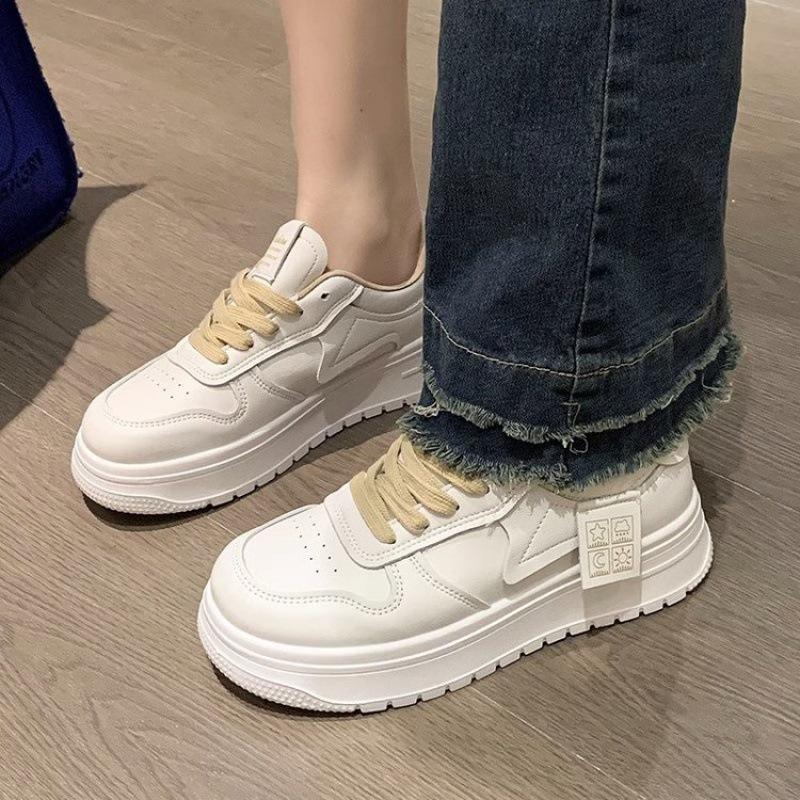 High-top Leather Little White Shoes Women's Ins Tide 2025 Autumn New Popular Spring and Autumn Korean Version Versatile Platform Sports Shoes