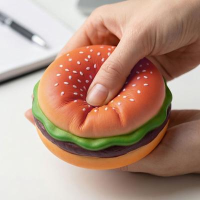 Squishy Simulation Hamburger Stress Ball  Sensory Toy Stress & Anxiety Relief Toys Pinch Decompression Toy For Adult