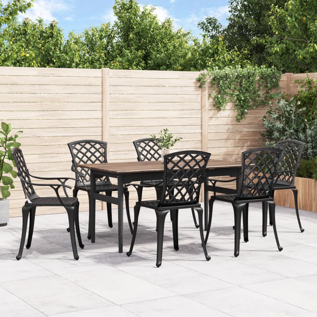 Vidaxl Garden Chairs, 6 Pcs, Cast Aluminium, Black