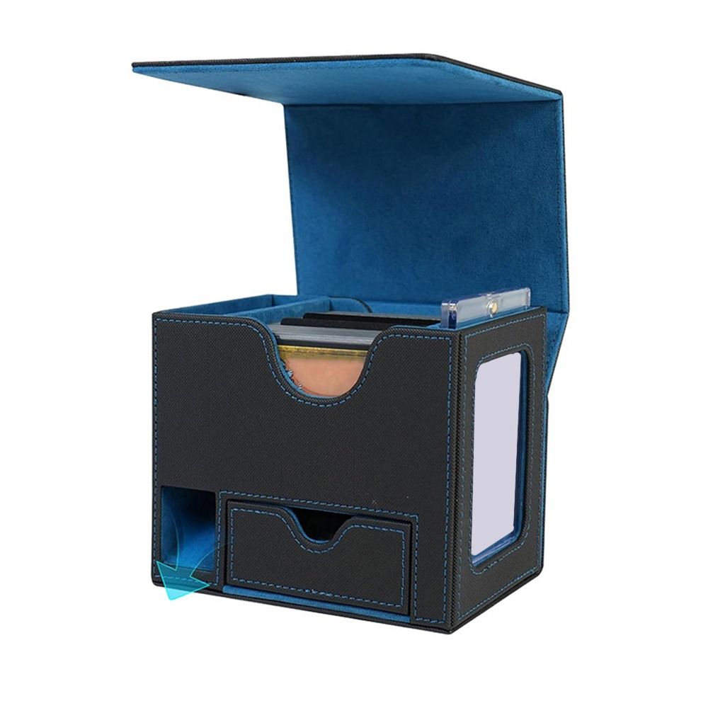 New PU Leather Trading Card Deck Box Holds 120+ Sleeved Cards Durable Cards Case Collectible Game Storage Holder Gift