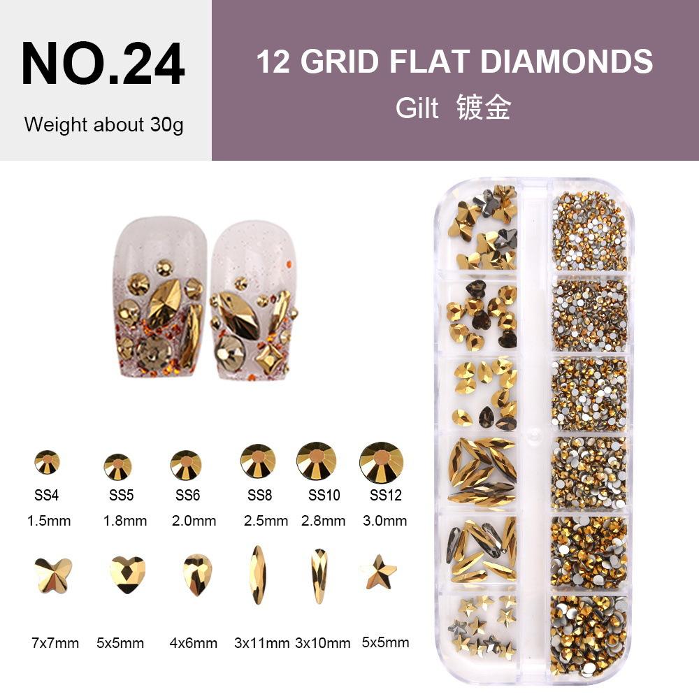 Electroplated Flat-Bottomed Nail Art Jewelry Glass Special-Shaped Rhinestone Set Nail Decoration Diy Jewelry Accessories