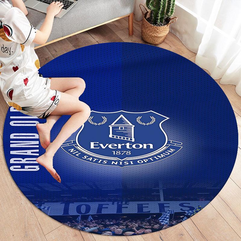 Tappeto Rotondo Everton F.C., Tappeto per Soggiorno Camera da Letto Divano Stanza dei Giochi Decorazione, Tappetino Antiscivolo
