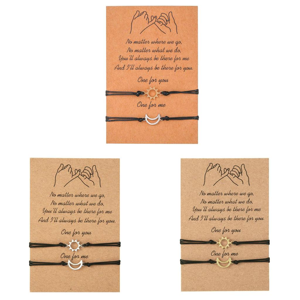 Creative Gold Silver Sun Moon Alloy Adjustable Couple Bracelet For Travel Gift