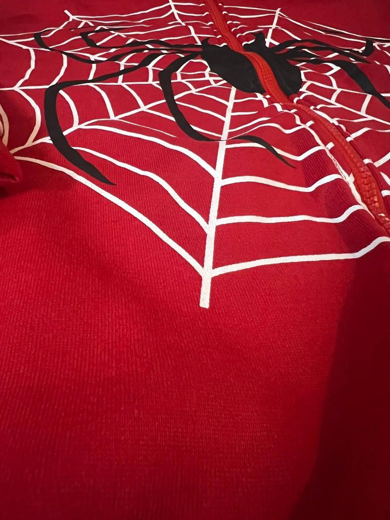 Full Zip Extra Large Sweater Spider Web Hip Hop Sweater Punk Style Street Cardigan Jacket Zip Top