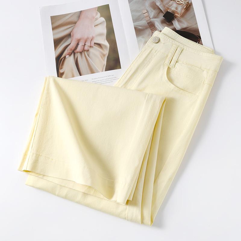 Women's Light Yellow Wide-Leg Jeans - Summer 2025 Slimming Fit for Pear-Shaped Bodies, Loose Straight-Leg Pants