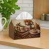 1pc Retro Classic Tissue Holder - Coffee Still Life Floral Pattern, Waterproof, Versatile for Home & Vehicle Decoration, Desktop, Innovative, Napkin H
