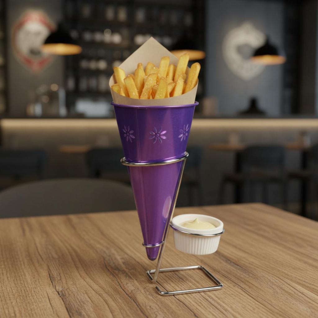 Freestanding Fry and Ice Cream Serving Cone Stable for Restaurants, Parties