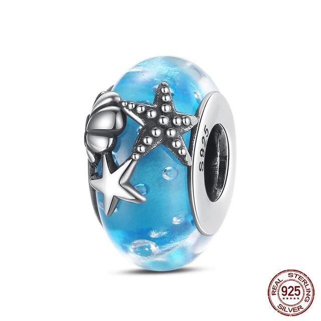 

100% стерлингового серебра 925 пробы, красочные бабочки, цветы, светящиеся стеклянные подвески, бусины, оригинальные браслеты Fitfashion, изысканные ювелирные изделия своими руками зелёный