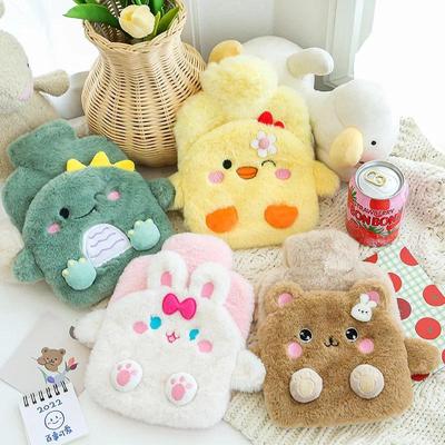 1pc New Cartoon Rabbit Warm Bag PVC Thick Hot Water Bag Cute Plush Belly Warm Water Warm Hand Treasure Cute Water Bottle 400ml