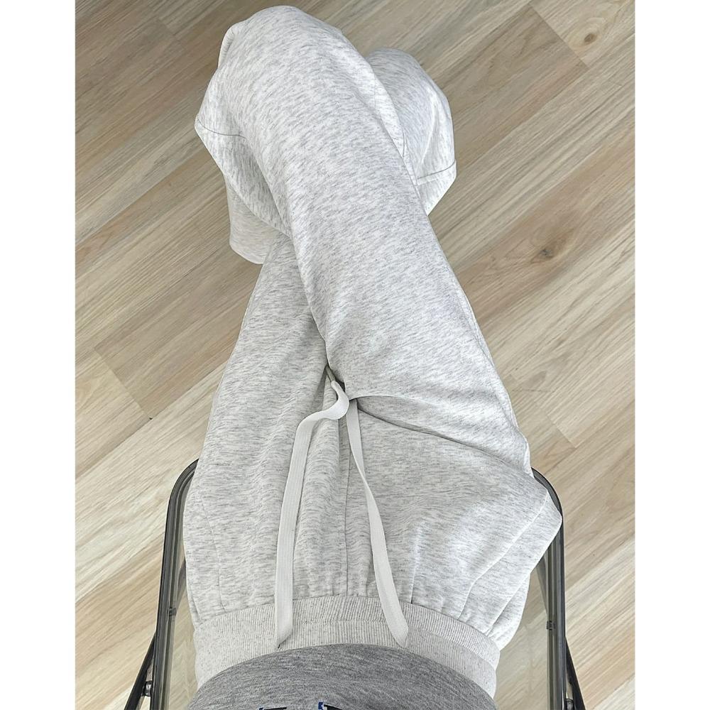 Women's High Waist Elastic Waist Straight Sweatpants Loose Fit Micro Stretch Fleece Lined Wide Leg Casual Sports Trousers Plus Size